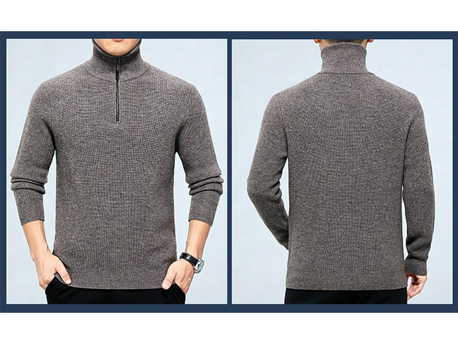Men's Autumn/Winter Half-High Neck Cashmere Sweater - Fashionable Long-Sleeve Thick Knit Jumper