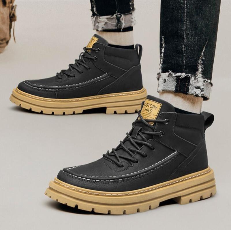Designer Brand Men's Elevated Shoes Personalized Genuine Leather Boots Men's Outdoor Work Wear Boots Winter High Top Shoes