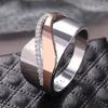 CAOSHI Mode Bicolore Design Anneaux de Doigt pour Femmes Forme Géométrique Métal Personnalité Accessoires de Fête Cadeau d'Anniversaire Vente Chaude