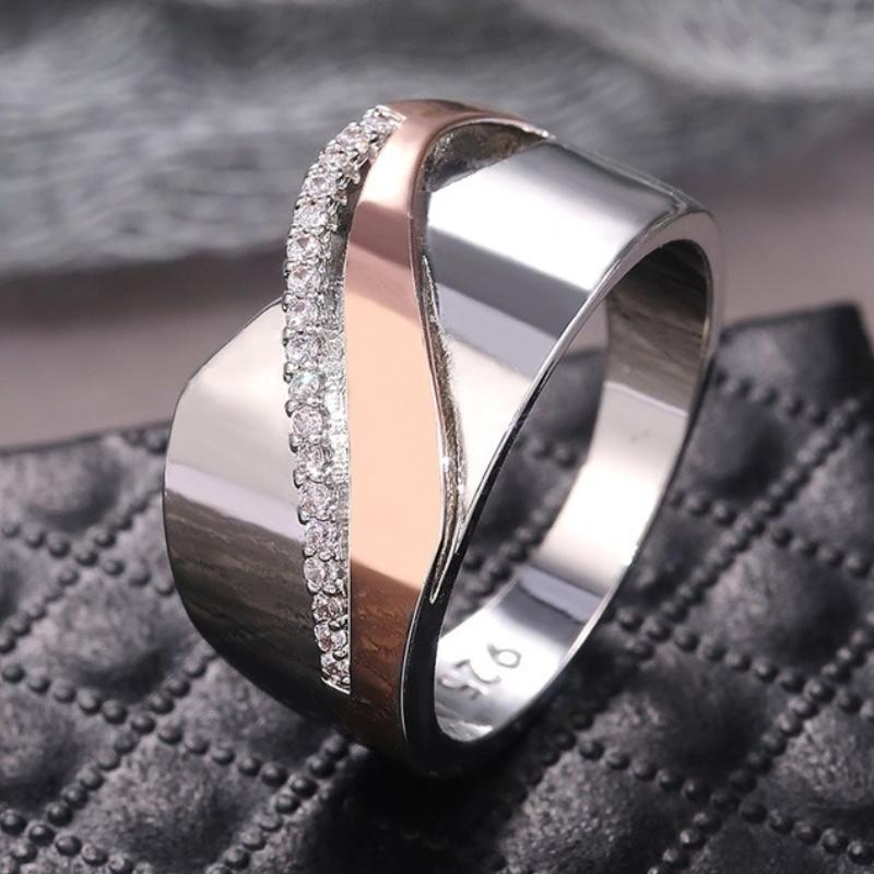 

CAOSHI Fashion Two Tone Design Finger Rings for Women Geometric Shape Metal Personality Party Accessories Birthday Gift Hot Sale 11&Mix Metal Color
