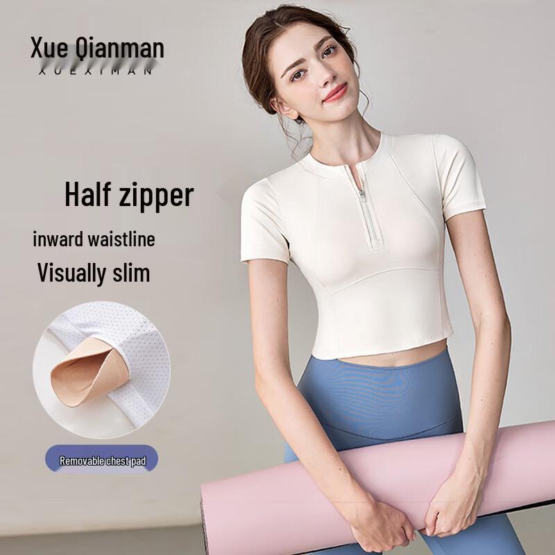 

Women s Half-Zip Yoga & Fitness T-Shirt M
