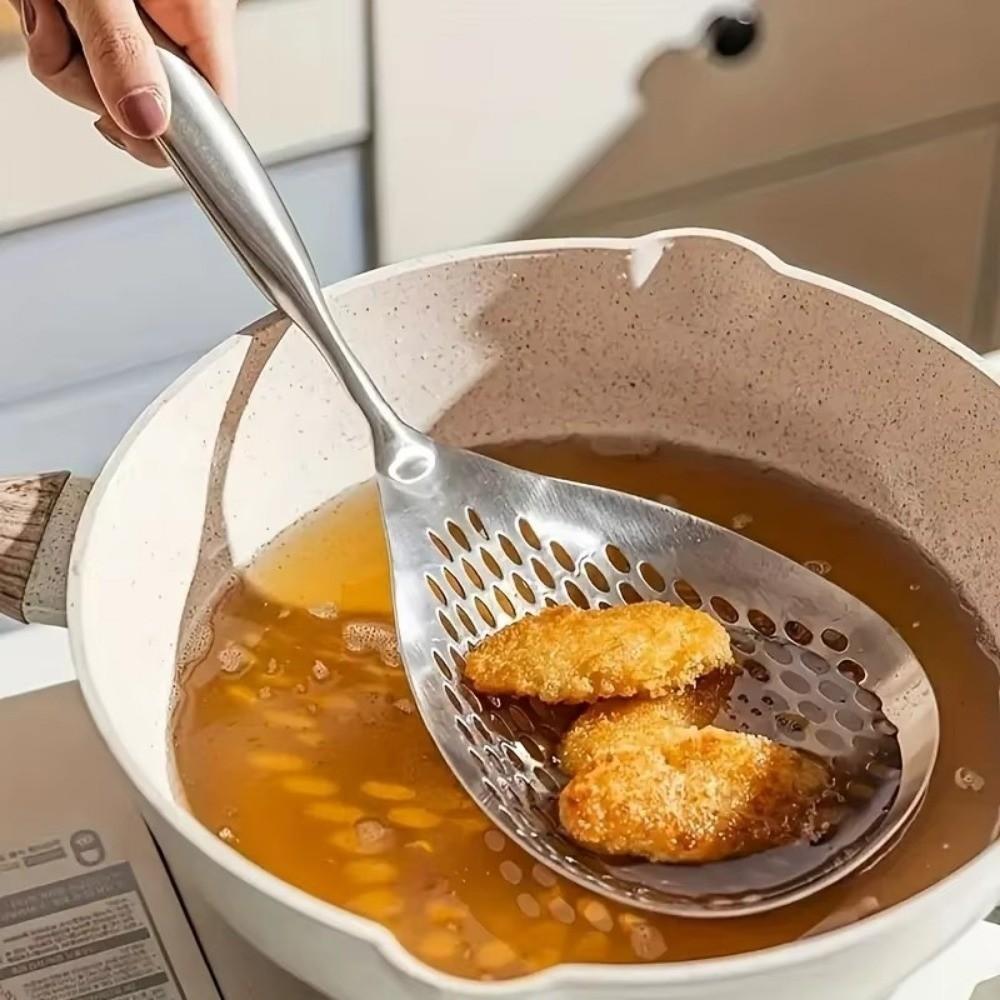 New Large Colander Durable Heavy Duty Skimmer Spoon Stainless Steel Food Strainer Spoon For Frying and Cooking