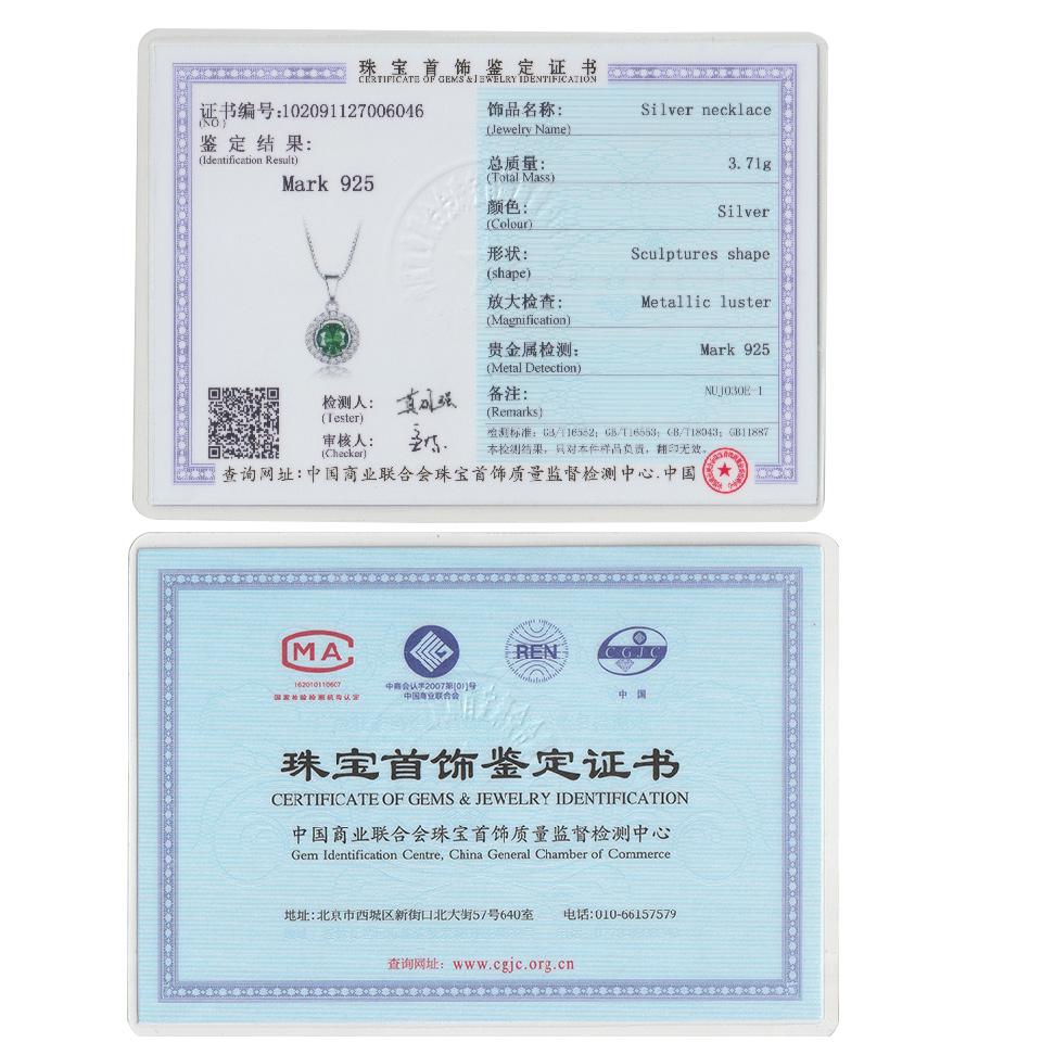 925 Sterling Silver Nano Emerald Vintage Round Green Pendant White Zircon Fashion Jewelry Necklaces