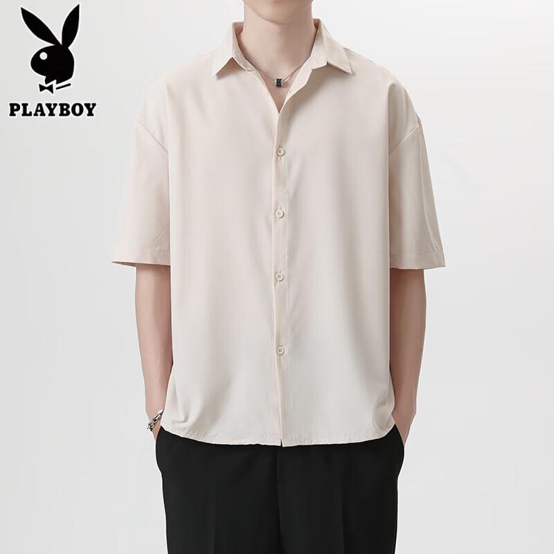 

PLAYBOY Men s Ice Silk Short Sleeve Casual Shirt L
