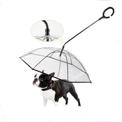 Transparenter C-förmiger Haustier-Regenschirm, Verstellbare Leine für den Hundespaziergang an regnerischen Tagen Hunde-Regenschirm-Zubehör