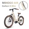 MIHOGO AIR T800 Městské elektrické kolo z uhlíkových vláken, 750W, 48V 19.2Ah, Duální snímač točivého momentu, 26"x2.5" Barevná pneumatika, Shimano 7-rychlostní, IPS displej