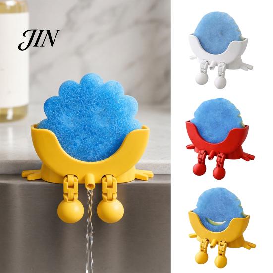 Draining Rack for Kitchen 3D Printed Smiling Face Sponge Holder, Cartoon Character Dish Drying Hollow Diversion Holder with Drainage Design,