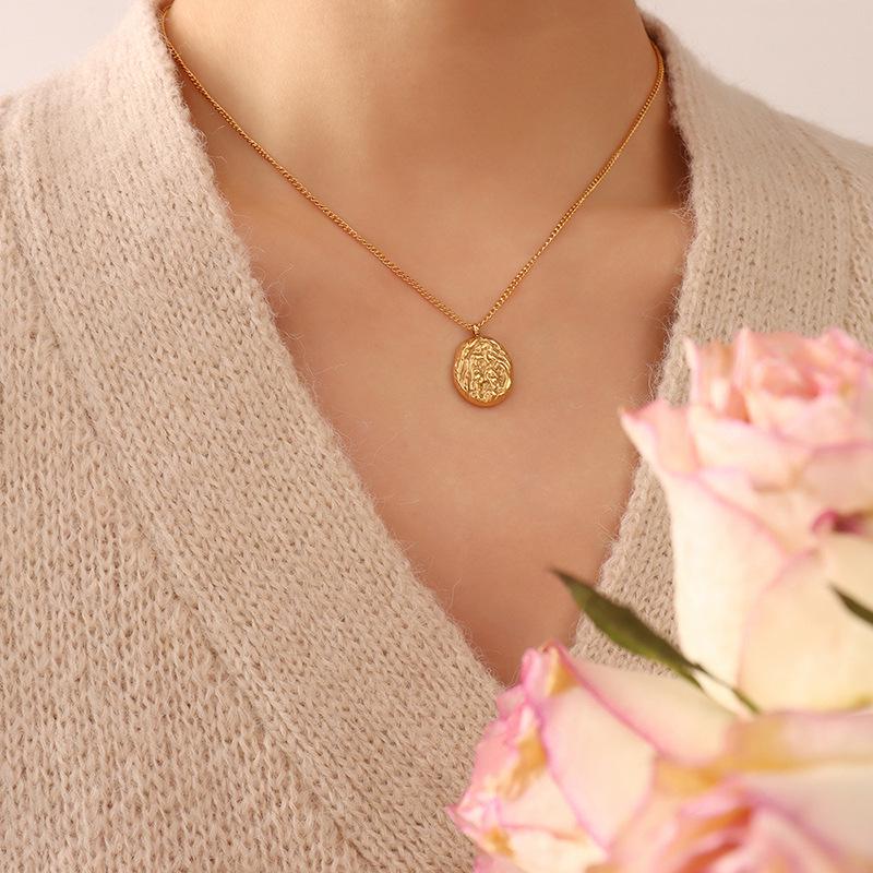 

18K Titanium Steel Hip Hop Tag Pendant Necklace with Clavicle Chain