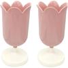 2Pcs Pink Plastic Tulip Pen Holder Cute Pens Cup for Desk Pen Brush Organizer Office Stationery Supplies Home Decor Desk Supplies Holders and