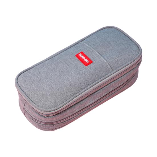 Double Layer Canvas Pencil Case Large Capacity Pencil Bag Waterproof Canvas Pen Pouch Travel Toiletry