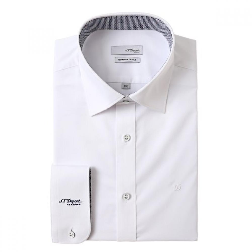 S.t. Dupont Long Sleeve Slim Fit Stretch Spandex White Shirt Se5fm22ls922swh 95