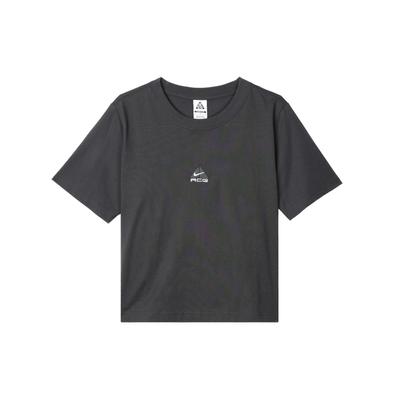 Nike ACG Series Solid Color Logo Embroidered Round Neck Sports Casual Short Sleeve Drop Shoulder T-Shirt Women Tops Dark-Smoke-Gray DQ2907-046