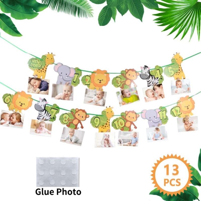 Huipai Brand 12-month Animal Birthday Banner Premium Quality Paper Material For Party Decor