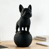 Standing on Ball Bulldog Figurine 3D Printed Black White Dog Statue Sculpture Home Office Desktop Decoration Ornament