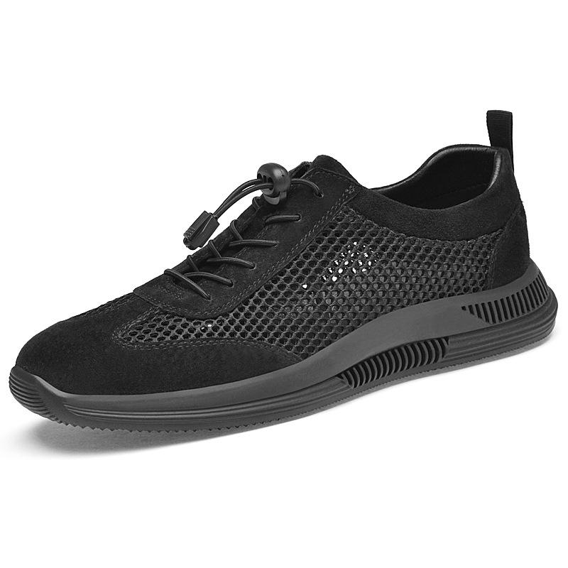 Men s Summer Mesh Breathable Flat Sole Casual Shoes - Large Size 38 чёрный