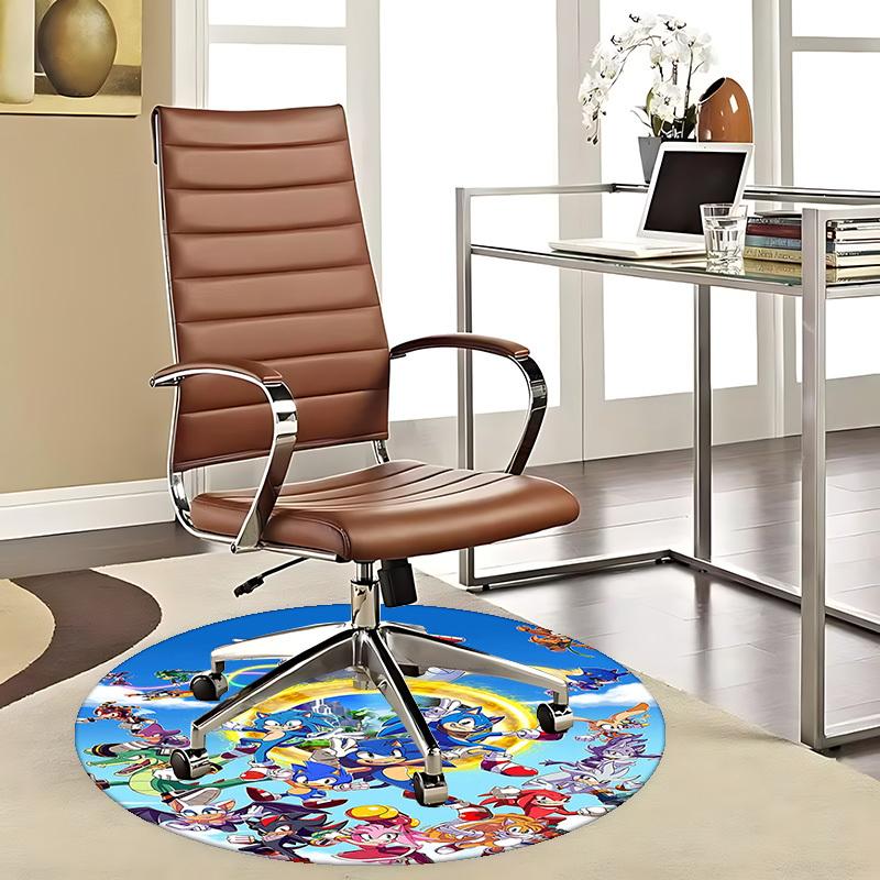 

1pc Sonic the Hedgehog Anime Cartoon Design Round Carpet - Office Chair Mat, Non-Slip Rug for Home Decor, Living Room, Bedroom, Game Room, Dormitory F 80cm by 80cm