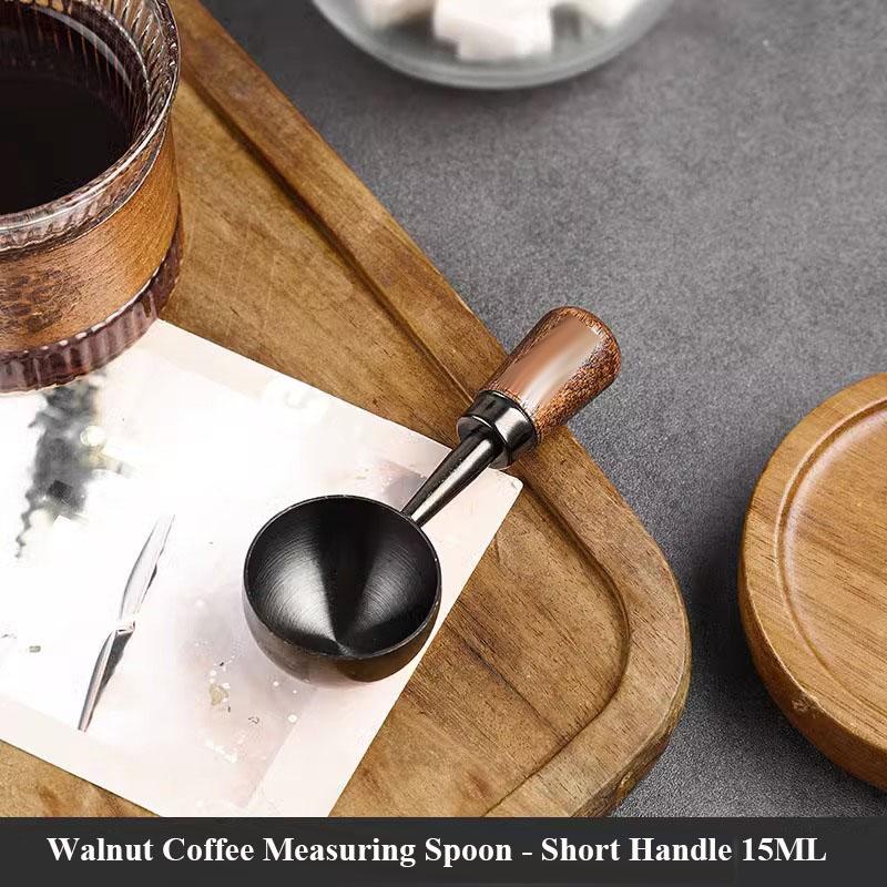 Walnut Handle Coffee Spoon Long Handle Coffee Bean Spoon Short Handle Stainless Steel Coffee Powder Measuring Spoon Kitchen Tool