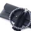 [Buddhist Altar. Te To Te Hand To Hand] Made In Japan, Black Shell Pearl 8mm Prayer Beads, Velvet Silk Tassel, Prayer Bead Case, Women's Prayer Beads,