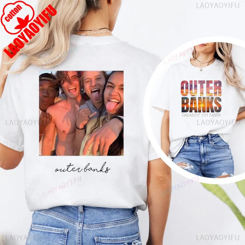 

Модная футболка с принтом OBX Outer Banks Футболка Pogue Life Джон Б Рай на Земле Северная Каролина Графическая хлопковая футболка Топы S