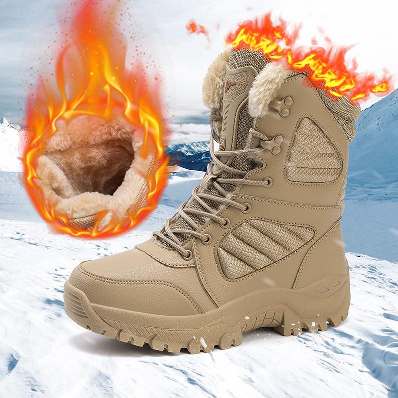 Brand Men Winter Snow Boots Women's Waterproof Leather Sneakers Super Warm Men's Boots Outdoor Male Hiking Boots Work Shoes Size