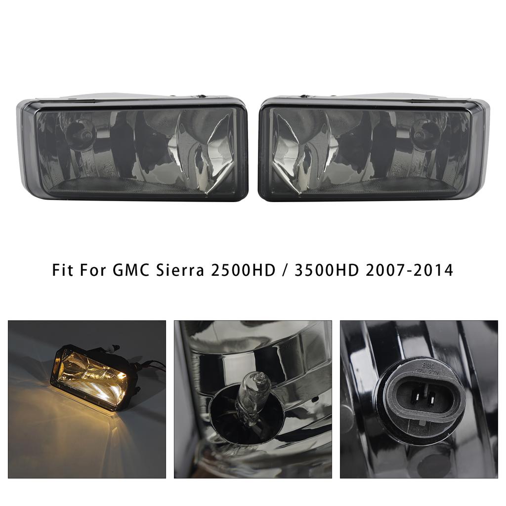 Pair Front  Fog Light Lamps With Bulbs For Chevy Silverado 2007-2013 Smoked Lens