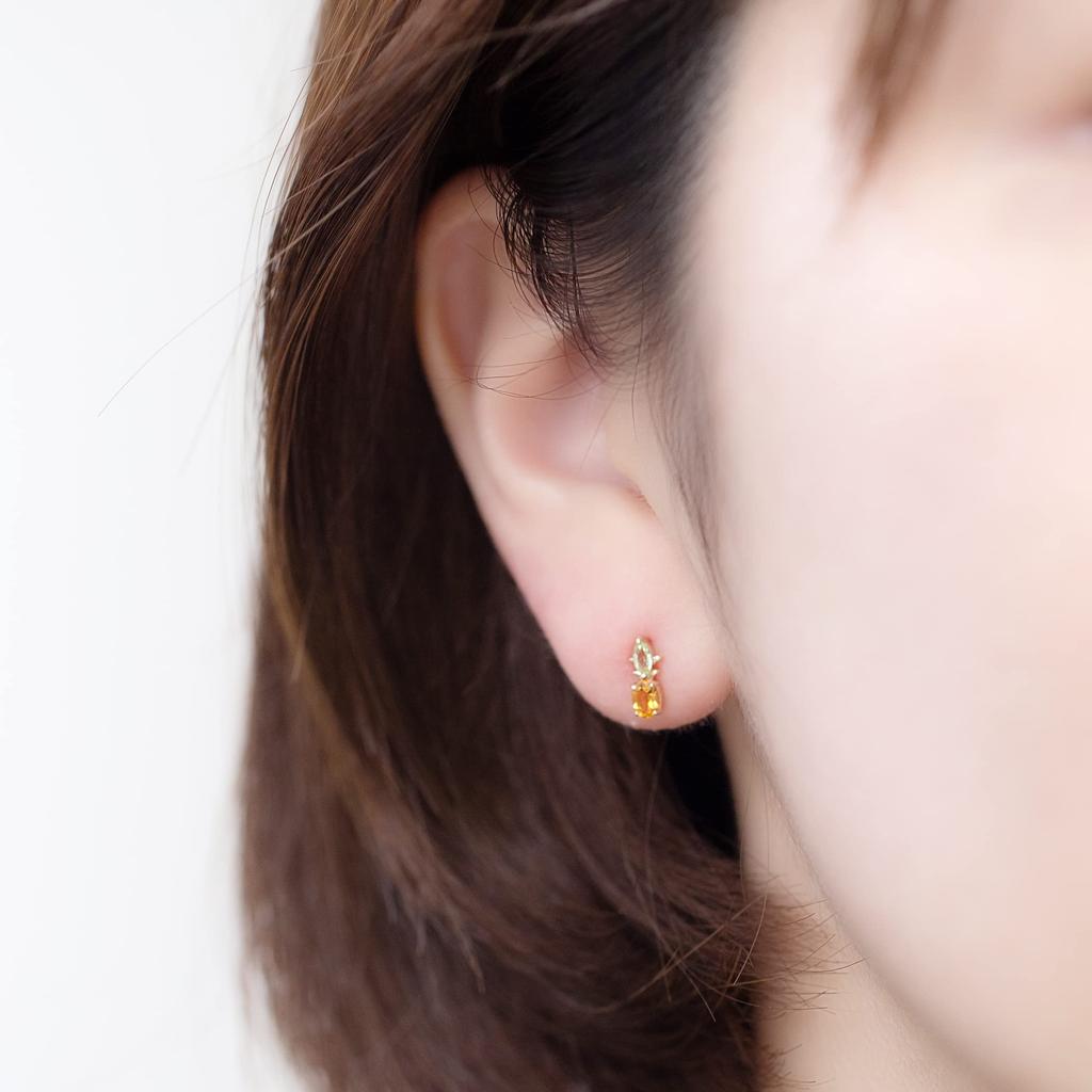 BLOOM November birthstone citrine K10 yellow gold pineapple earrings one ear [BLOOM] for 0222-9110-0019-0000