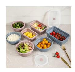 LFGB-grade Heatable Food Grade Silicone Collapsible Lunch Box Travel-friendly Storage Container