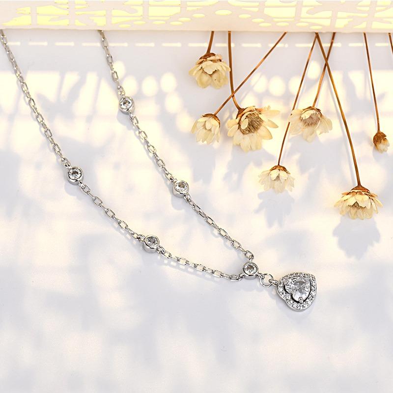Love Full Diamond Necklace Light Luxury Little Woman Versatile Hot Girl Collarbone Chain Accessories