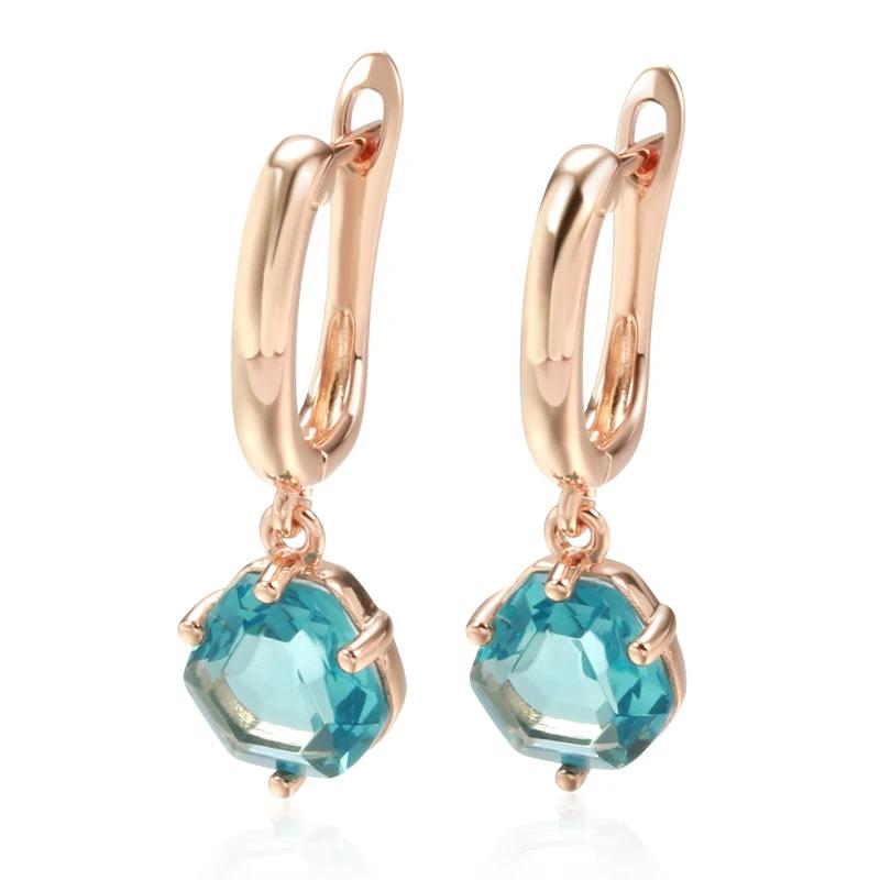 

Женские висячие серьги с синим цирконом геометрической огранки, эффектные аксессуары для вечеринок, минималистичные ювелирные изделия, гипоаллергенные синий