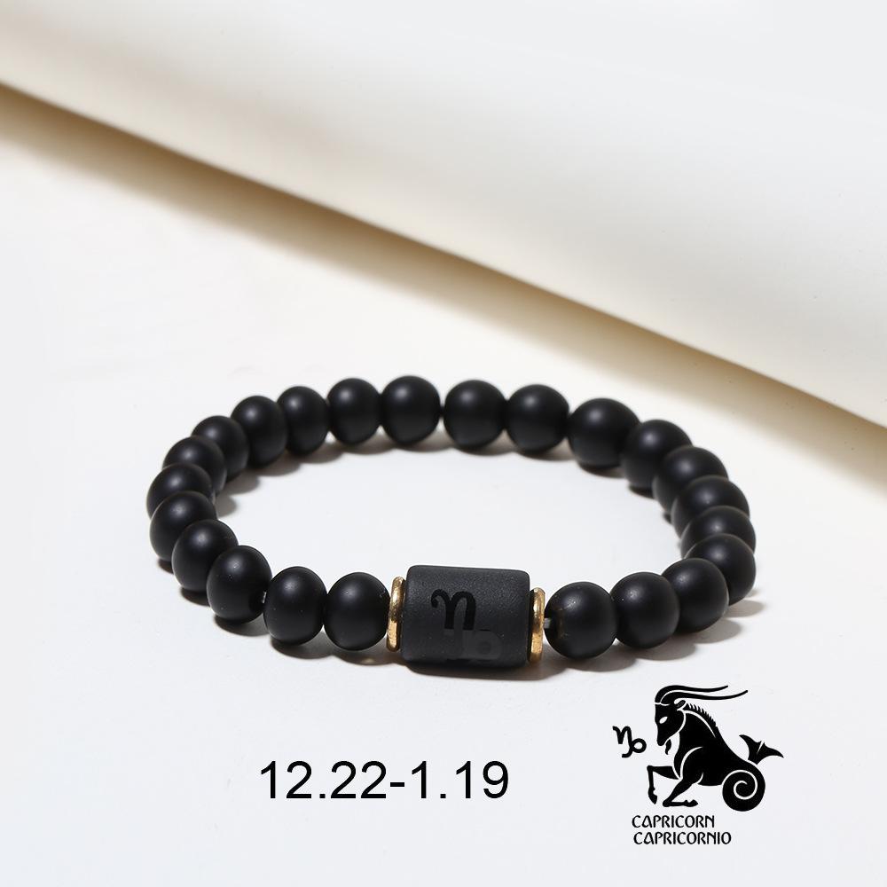 Constellation Black Frosted Black Agate Beaded Couple Bracelet