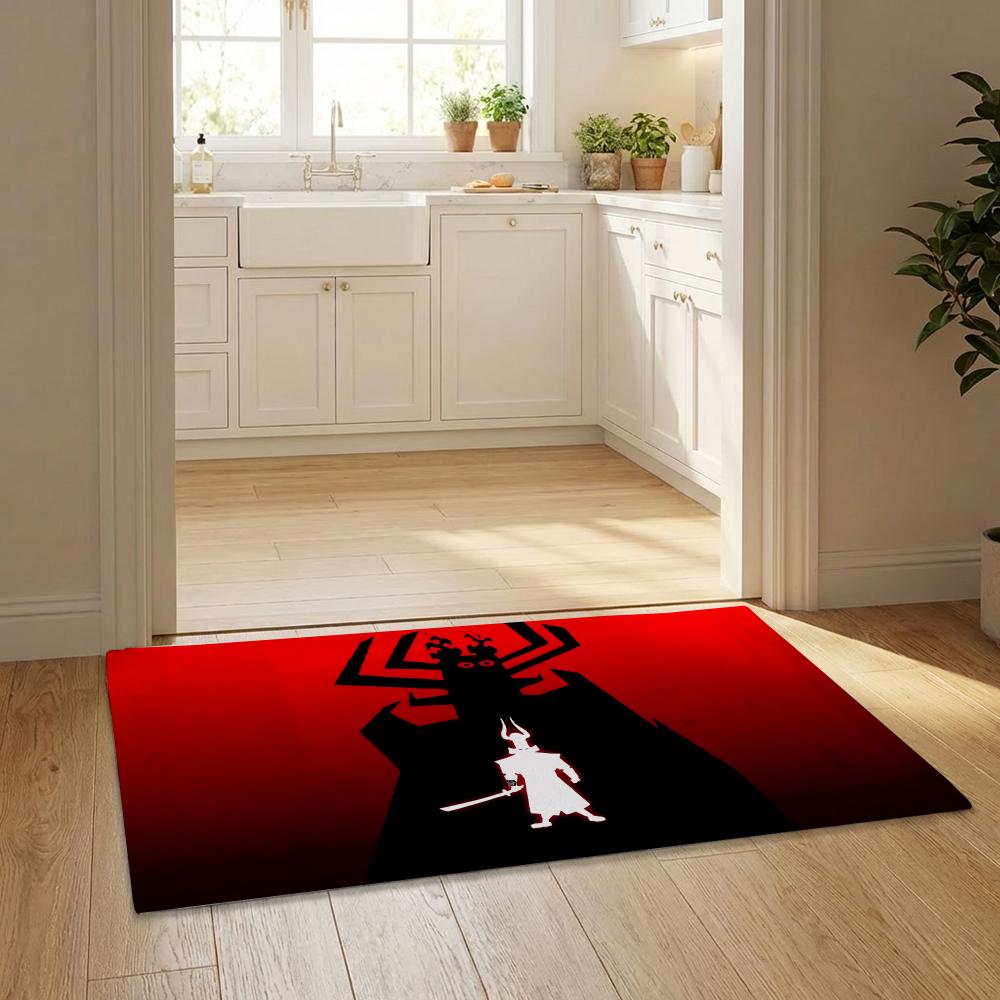 AnimeMovie S-Samurai Jack Floor Mat Flannel Door Mat Non-Slip Bedroom Living Room Home Decor