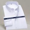 Men Formal Shirt Long Sleeve Office Solid Color Striped Anti-Wrinkle Fashion Business Pocket White Social Pocket Blue Shirt