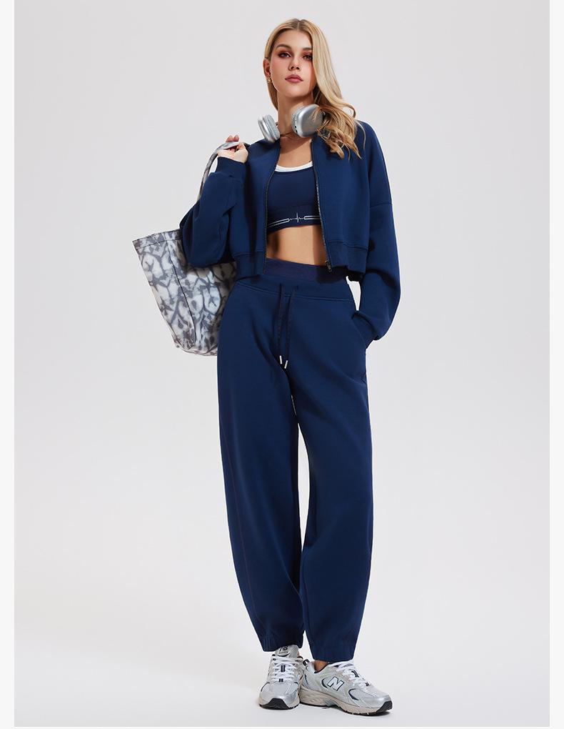 Women's High Waist Loose Fit Athletic Sweatpants - Autumn/Winter, Cuffed, Versatile, Slimming