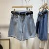 Plus-Size High-Waisted A-Line Casual Denim Shorts for Women - Summer Mid-Length Wide-Leg Shorts
