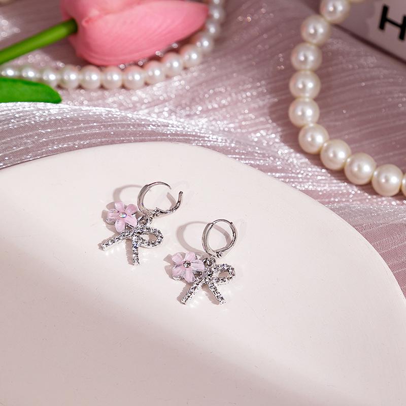 

Срібні сережки-пусети Мультяшний кіт і кролик з серцем - Милий дизайн з дельфіном і діамантом