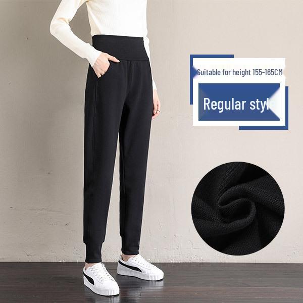Damen Winter Fleece-gefütterte Lammwolle Jogginghose, Kleine Statur, Lässige Baumwoll-Sporthose