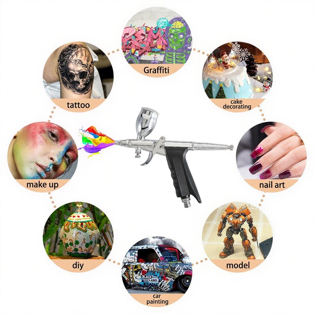 Professional Airbrush Kit 0.3/0.5/0.8mm Nozzle Needle Accessories Suitable for Nail Art Tattoo Car Model Spray Painting