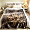Manta Suave con Tema de Jardín Floral Personalizada con Nombre y Texto Impreso Manta Cálida Decoración para Sofá del Hogar Dormitorio