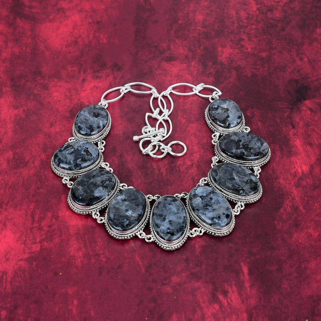 Larvikite Necklace, 925 Solid Sterling Silver Necklace Gemstone Jewelry, Handmade Necklace Amazing Jewelry, Gift For Her