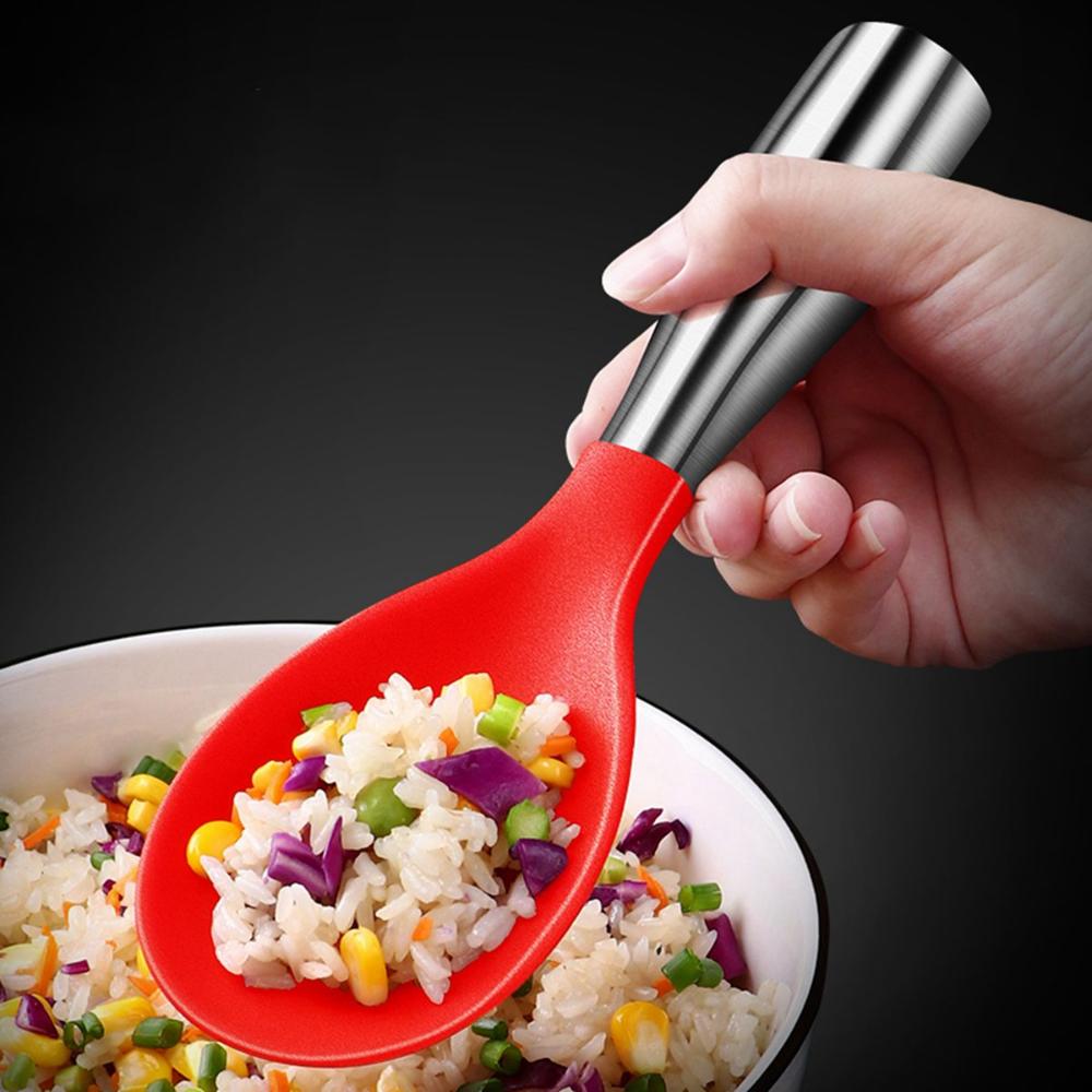 Cooking Anti-rust Silicone Non-Stick Stand-up Spatula Rice Paddle Rice Scooper Serving Spoons