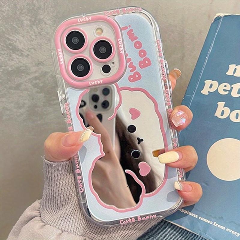 INS Cute Cartoon Bear Makeup Mirror Phone Case For iPhone 17 16 15 14 13 12 11 Pro Max XS X XR 7 8 Plus SE2 16E Shockproof Cover
