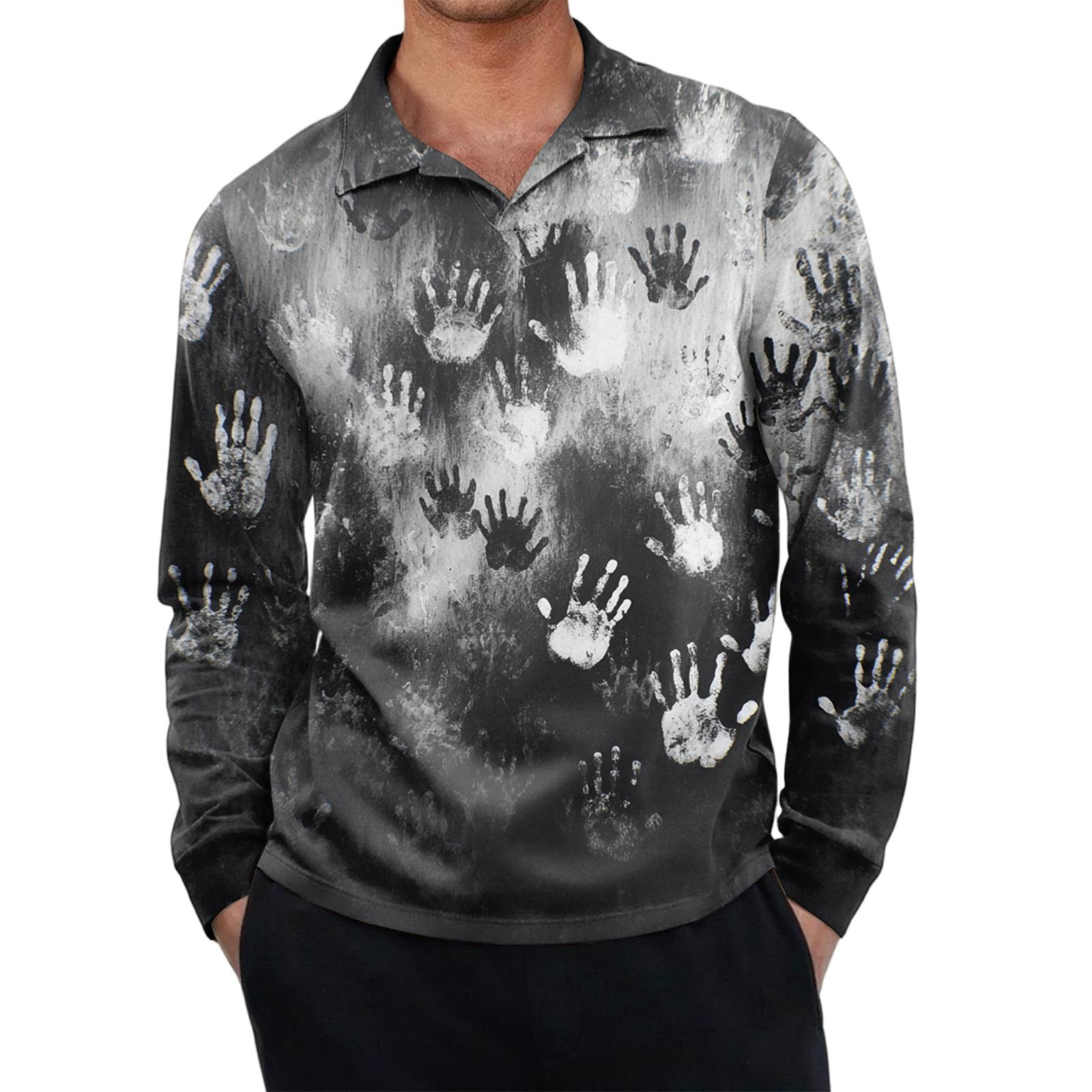 

Men s Casual Retro Small V-neck Long-sleeved Top XL