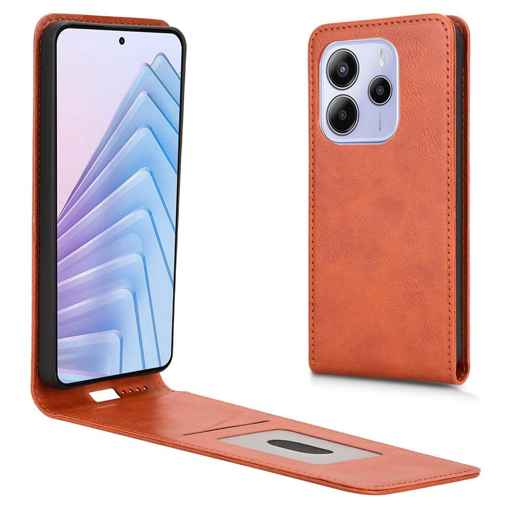 For Xiaomi Redmi Note 14 4G (163.25x76.55x8.16mm) Etui med kortlomme Magnetisk vertikalt flipdeksel i lær