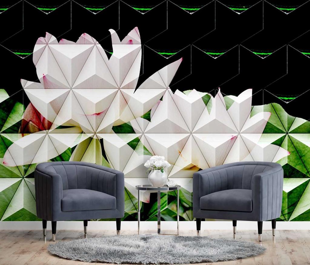 Wallpaper Lotus Flower Geometric