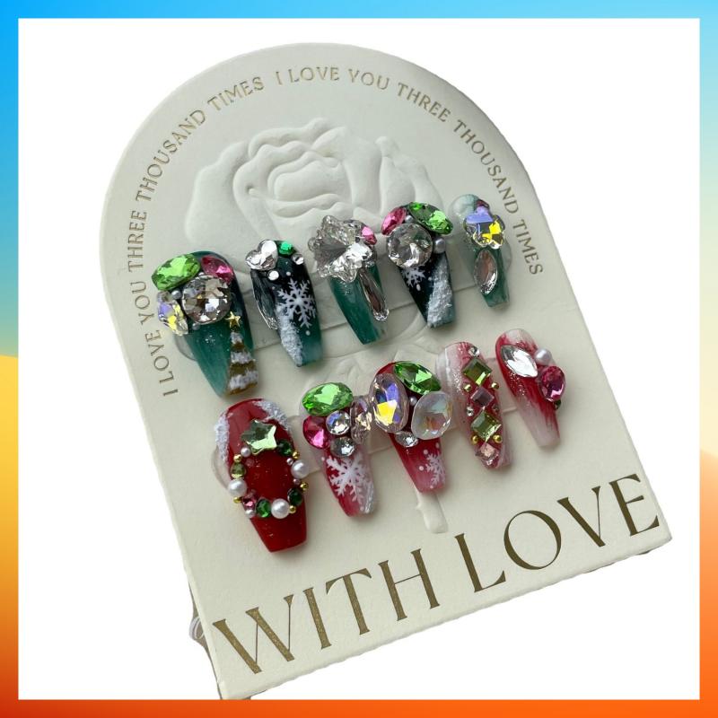 3D Handmade Press On Nails Christmas Style False Nails