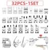 32pcs/set Various Sewing Machine Presser Foot Supplies, Silvery Sewing Machines Feet Kit, DIY Handicraft Sewing Accessories Set