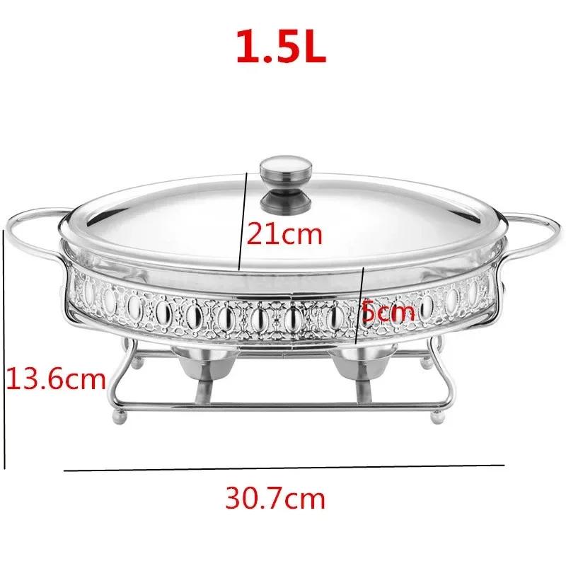 

Подогреватель еды, шведский стол, роскошный золотой овальный жаровня для отеля, свадебная тарелка из нержавеющей стали, стеклянная сервировочная тарелка, горячее блюдо, маленькая жаровня