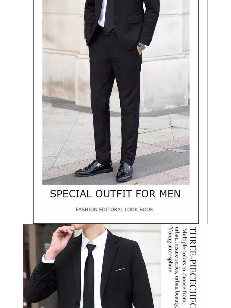 Men's Formal Suit Set: Jacket, Uniform, Groomsman, Groom, Wedding Tuxedo, Business & School Wear.