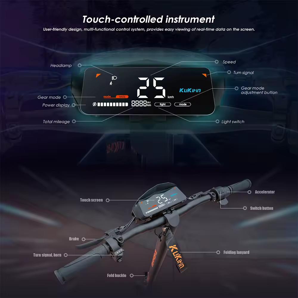 KuKirin G2 VMP Felnőtt Elektromos Roller DGT Tanúsítvánnyal 500W Erős Motor 65KM Hosszú Hatótáv 25KM/H Összecsukható Terepre Való Elektromos Roller