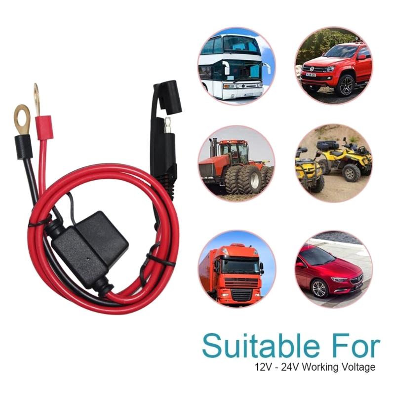 Suport pentru siguranțe dublu pozitiv/negativ stil ATC 10AWG fir cu terminale inelare și conectori 45A pentru vehicule 2ft/60cm